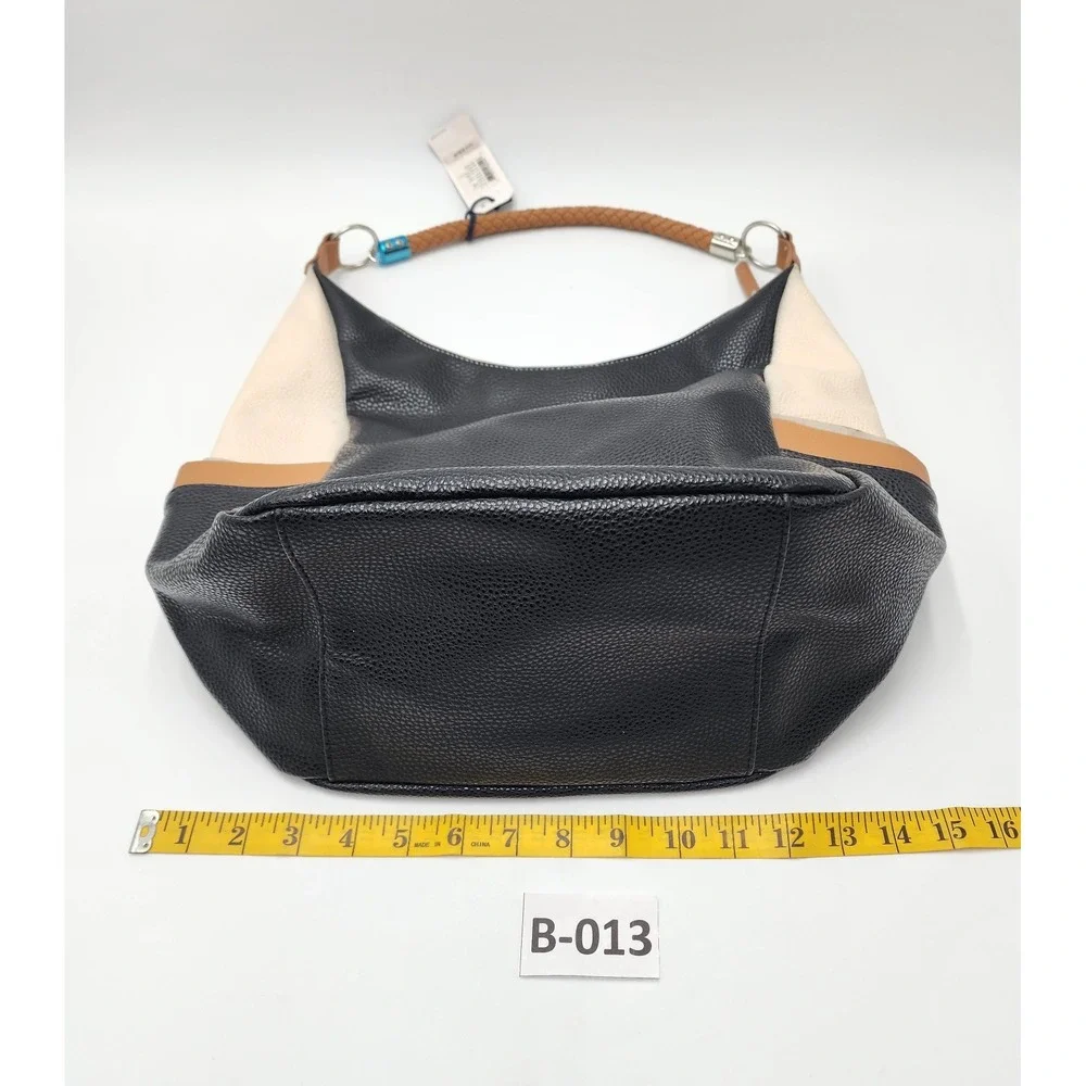 Nautica Hobo Colorblock Faux Leather Purse Cream/ Tan/ Black and Navy Y2K‎ NWT